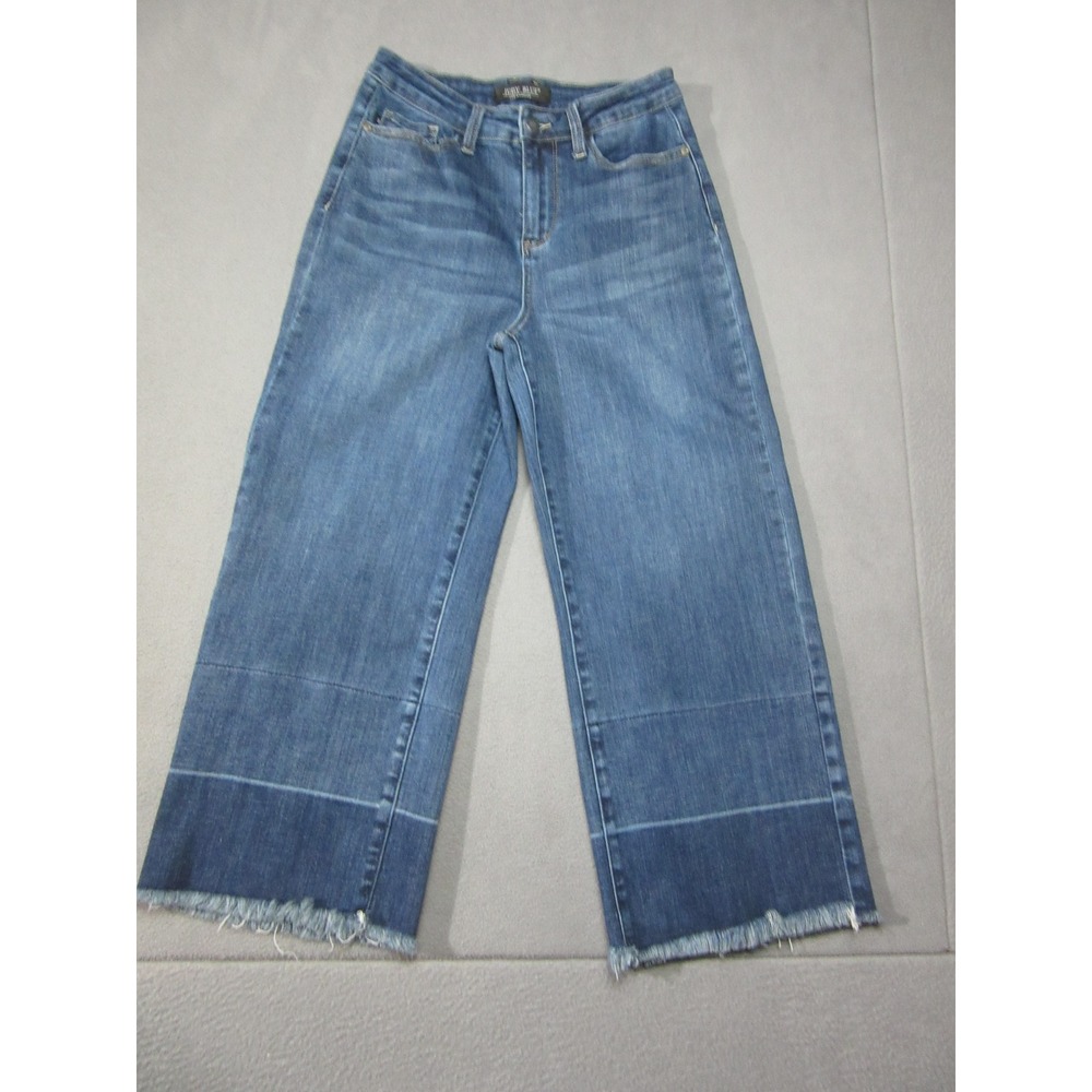 Judy Blue Jeans Womens 9/29 Blue Wide Leg Crop (Fits 29x24)Frayed Hem